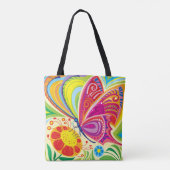 Zonovergoten Fladderende Flora Tote Bag (Achterkant)