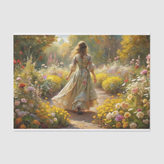 Zonovergoten Garden Maiden - Bloemenpad Decoupage Tissuepapier (Voorkant)