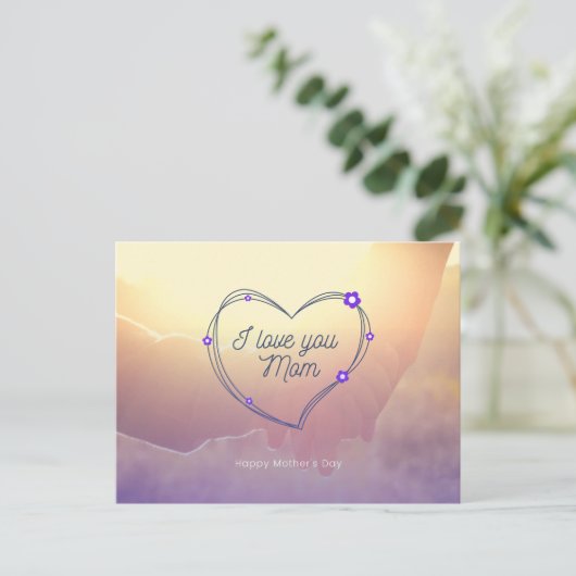 Zonovergoten Hart Ik hou van je, mama Briefkaart (Staand voorkant)