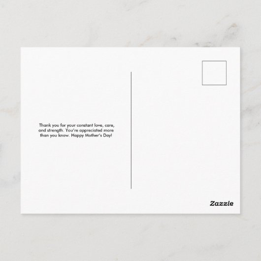 Zonovergoten Hart Ik hou van je, mama Briefkaart (Achterkant)