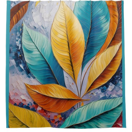 zonovergoten hemel | Abstract Leaf Masterpiece Douchegordijn (Voorkant)