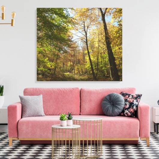 Zonovergoten Herfst Forest II herfstlandschapsfoto Canvas Afdruk (Insitu (Woonkamer))