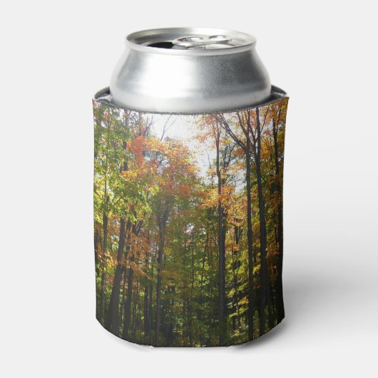 Zonovergoten herfstbos herfstlandschap blikjeskoeler (Blikje Voorkant)
