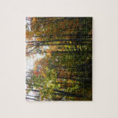 Zonovergoten herfstbos herfstlandschap legpuzzel (Verticaal)