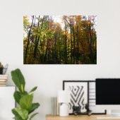 Zonovergoten herfstbos herfstlandschap poster (Thuiskantoor)