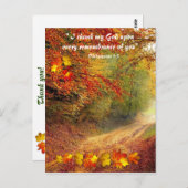 Zonovergoten herfstpad Christelijke dank je wel Briefkaart (Voorkant / Achterkant)