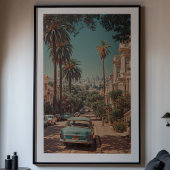 Zonovergoten heuvels: een  straat in Californië Poster