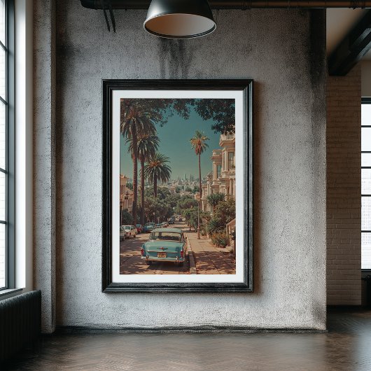 Zonovergoten heuvels: een  straat in Californië Poster