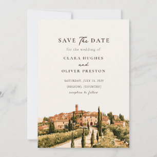 Zonovergoten heuvelstad in Toscane Italië Trouw Save The Date