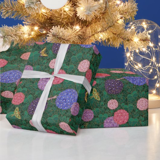 Zonovergoten Hydrangea Tuin Brons Medium Cadeaupapier (Feestdagen)