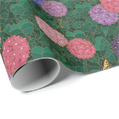 Zonovergoten Hydrangea Tuin Brons Medium Cadeaupapier (Rol Hoek)