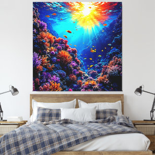 Zonovergoten koraalrif Wonderland Canvas Afdruk