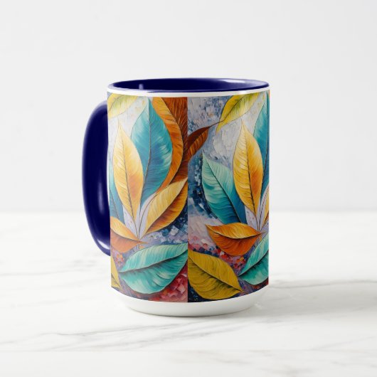 zonovergoten kosmos | Modigliani Leaf Design Mok (Voorkant links)