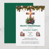 Zonovergoten kruis met Holly, Kerstmis Kaart (Voorkant / Achterkant)