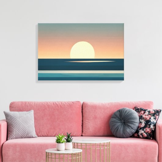 Zonovergoten kust abstracte kunstprint canvas afdruk (Insitu (Woonkamer))