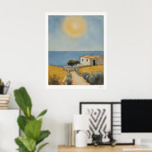 Zonovergoten kusthuis landschapsposter poster (Thuiskantoor)