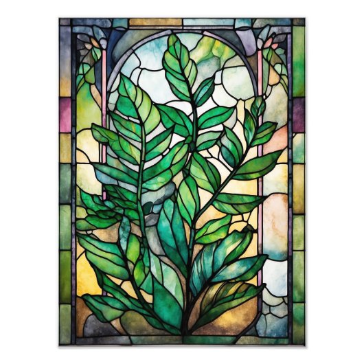 Zonovergoten lekkernijen: een Glas in lood Lily Foto Afdruk (Voorkant)