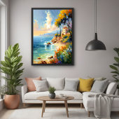 Zonovergoten mediterrane kust impressionistische k perfect poster