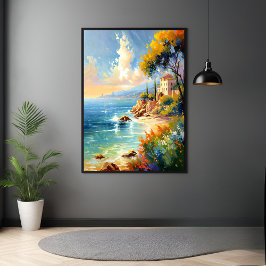Zonovergoten mediterrane kust impressionistische k poster