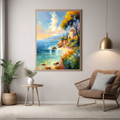 Zonovergoten mediterrane kust impressionistische k poster