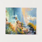 Zonovergoten mediterrane kust impressionistische k wandkleed (Voorkant (horizontaal))