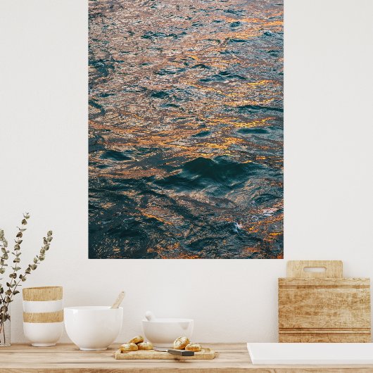Zonovergoten oceaangolven - Reflecterende Natuur F Poster (Keuken)