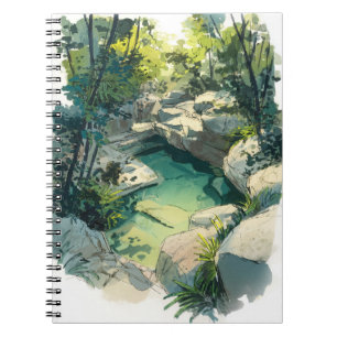 Zonovergoten Oerwoud Rock Pool Natuur Escape Art N Notitieboek
