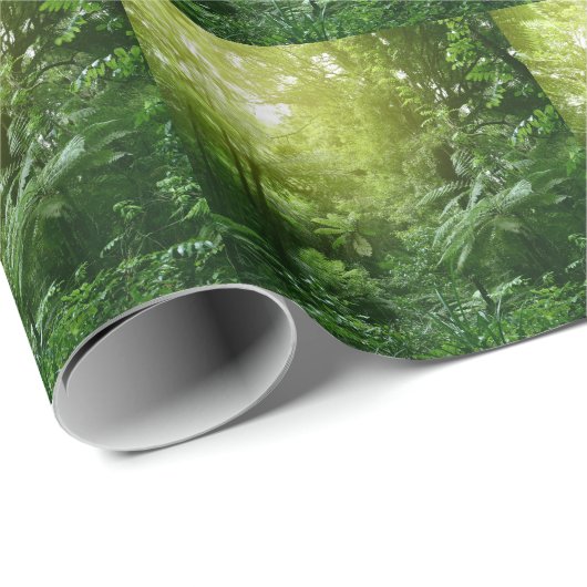 Zonovergoten oerwouden boomkap. cadeaupapier (Rol Hoek)