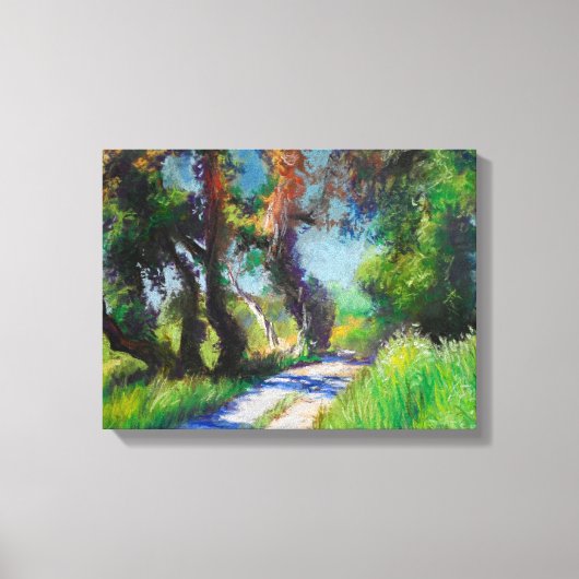 Zonovergoten Olijfgaard Pastel Landschap Canvas Afdruk (Voorkant)