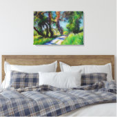 Zonovergoten Olijfgaard Pastel Landschap Canvas Afdruk (Insitu (Slaapkamer))