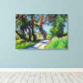 Zonovergoten Olijfgaard Pastel Landschap Canvas Afdruk (Insitu (Houten vloer))