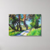 Zonovergoten Olijfgaard Pastel Landschap Canvas Afdruk (Voorkant)