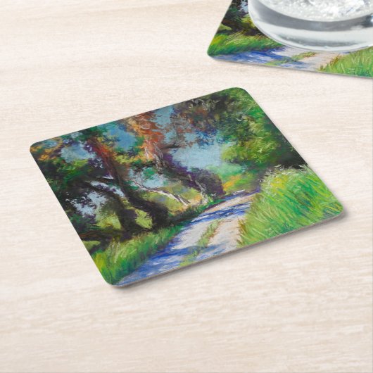Zonovergoten Olijfgaard Pastel Landschap Kartonnen Onderzetters (Schuin)