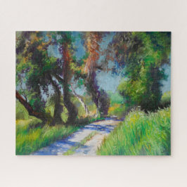 Zonovergoten olijfgaard pastel landschap legpuzzel