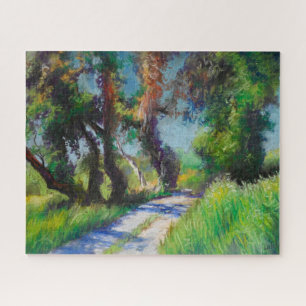 Zonovergoten olijfgaard pastel landschap legpuzzel