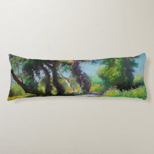 Zonovergoten olijfgaard pastel landschap lichaamskussen