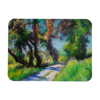 Zonovergoten olijfgaard pastel landschap magneet