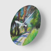 Zonovergoten Olijfgaard Pastel Landschap Ronde Klok (Hoek)