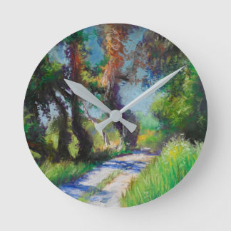 Zonovergoten Olijfgaard Pastel Landschap Ronde Klok