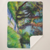 Zonovergoten olijfgaard pastel landschap sherpa deken (Voorkant)