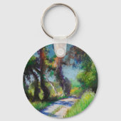 Zonovergoten Olijfgaard Pastel Landschap Sleutelhanger (Voorkant)