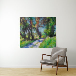 Zonovergoten Olijfgaard Pastel Landschap Wandkleed