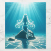 Zonovergoten, onderwater zeemeermin wijn etiket (Enkel label)