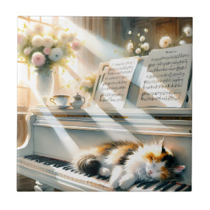 Zonovergoten Piano Kat Cottagecore Droom Tegeltje