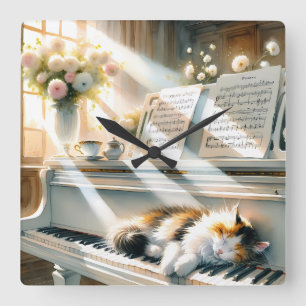 Zonovergoten Piano Kat Cottagecore Droom Vierkante Klok