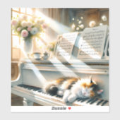 Zonovergoten Pianokat Cottagecore Droom Sticker (Vel)