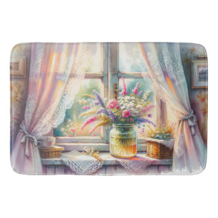 Zonovergoten raam cottage wilde bloemen badmat