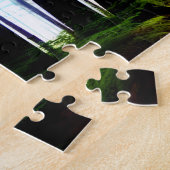 Zonovergoten Regenboogbos met Silhouette Bomen Legpuzzel (Zijkant)