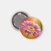 Zonovergoten roze daisy floral magneet (Voorkant / Achterkant)
