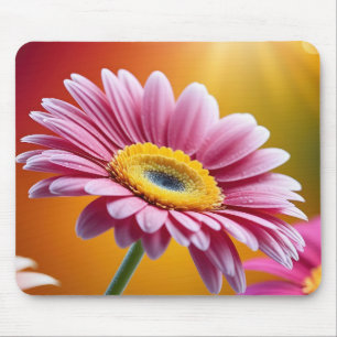 Zonovergoten roze daisy floral muismat